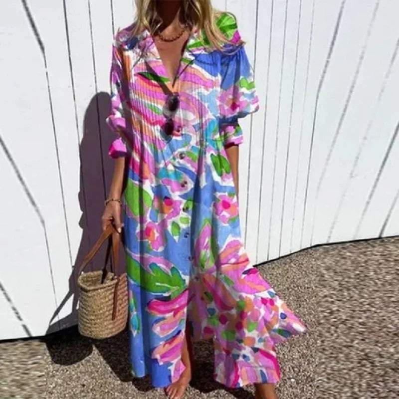 Women’s Maxi Dress Flowy Long Sleeves