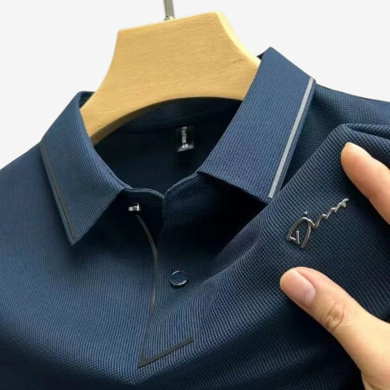 Aaron - Printed Short Sleeve Polo Shirt With Button Collar