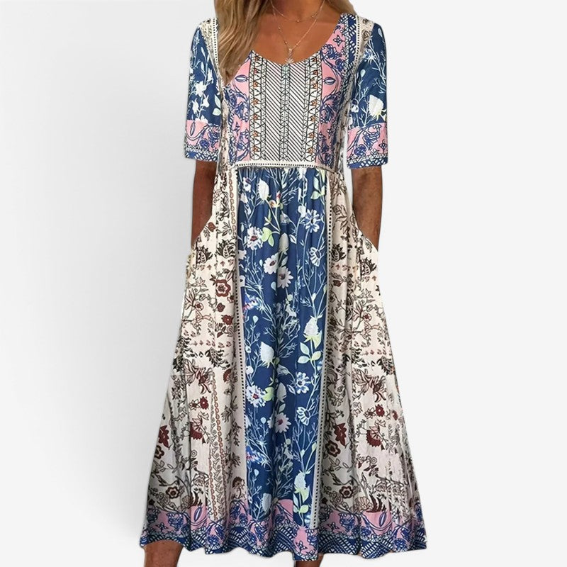 Women’s Midi Dress Short Sleeve Square Neck