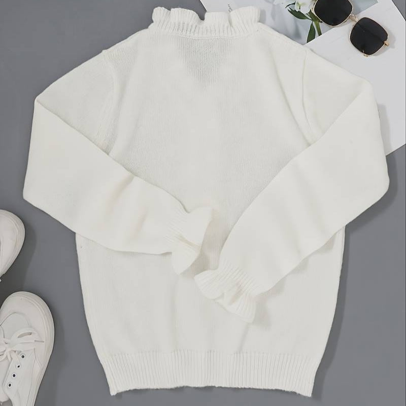 Women’s Ruffled Front Button Blouse Long Sleeve