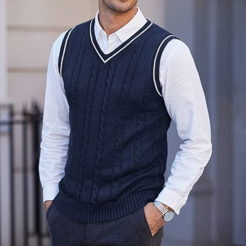 Men's Ribbed Vest with V-Neck And Sleeveless Design