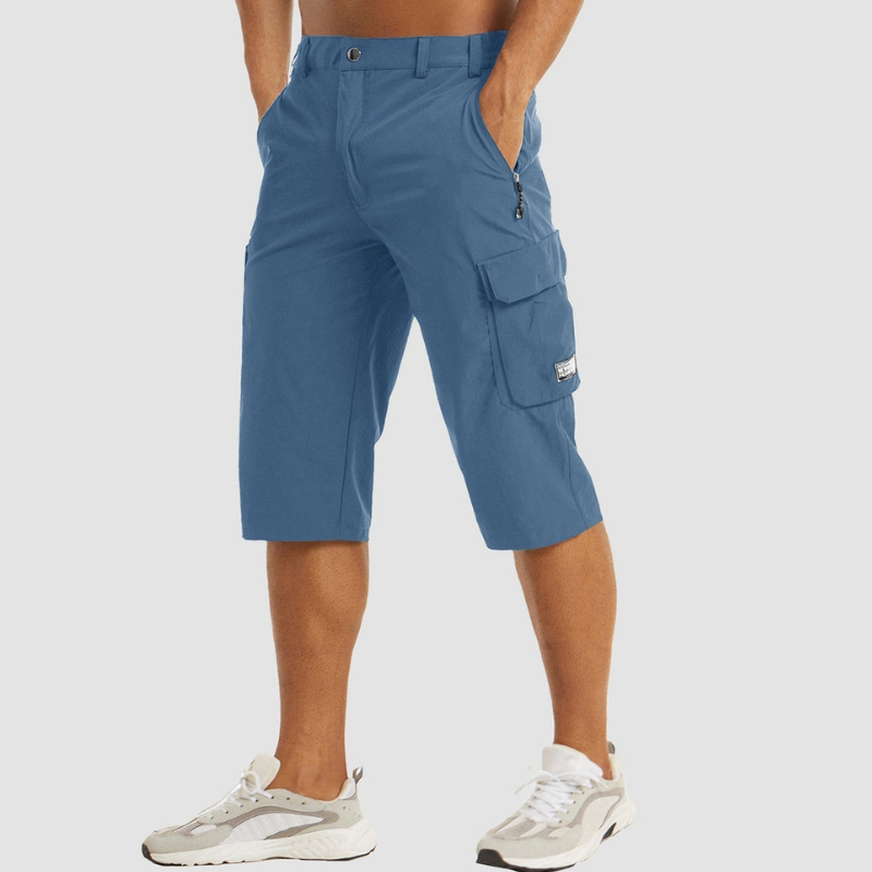 Men's Knee Length High Waisted Shorts with Multiple Pockets