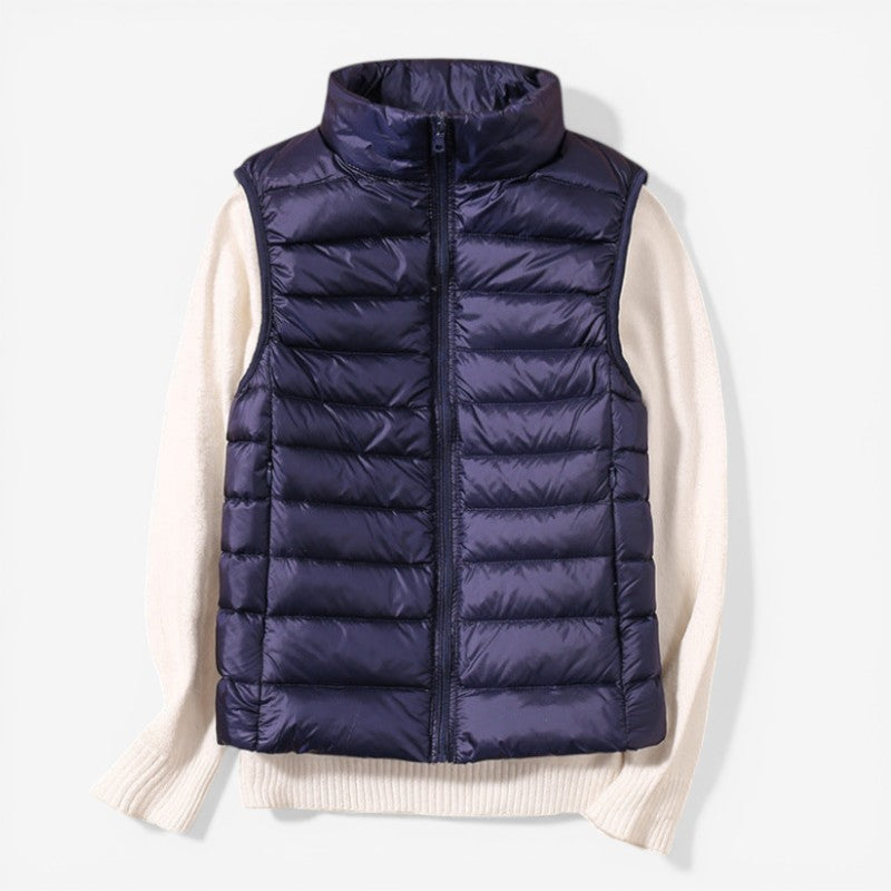 Women Sleeveless Vest With Zip Front