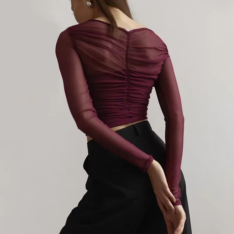 Women’s Crossover Collar Crop Top