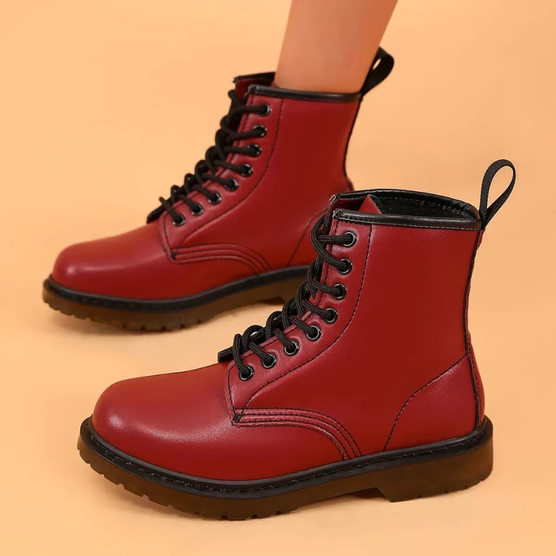 Grace - Round Toe Ankle Boots With Lace Up Closure