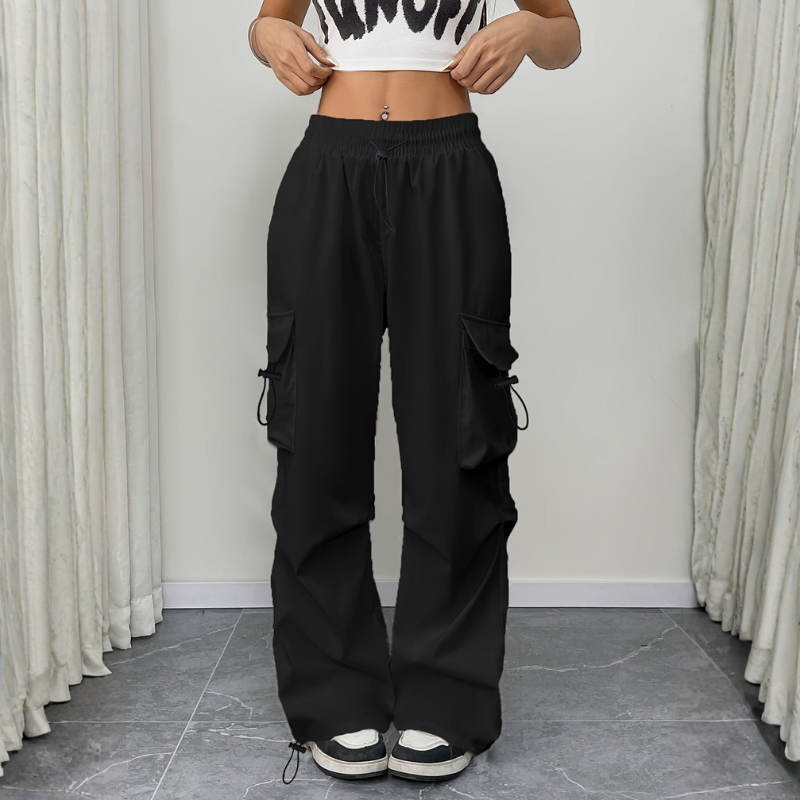 Women's Wide Leg Trousers with Drawstring Waist