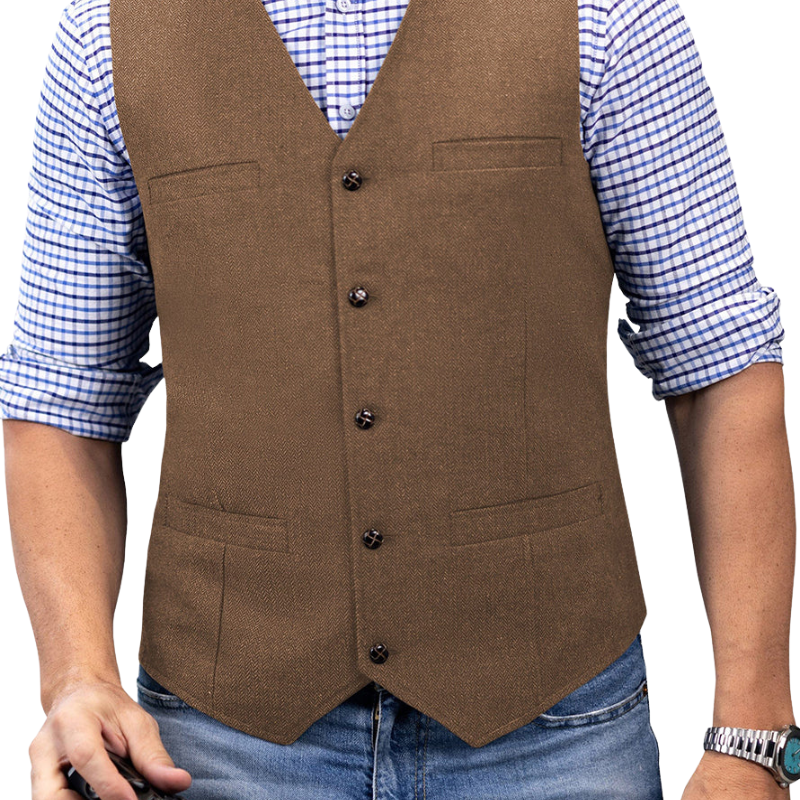 Liam – Mouwloos Slim Fit Gilet met Meerdere Zakjes en Knopen Velani