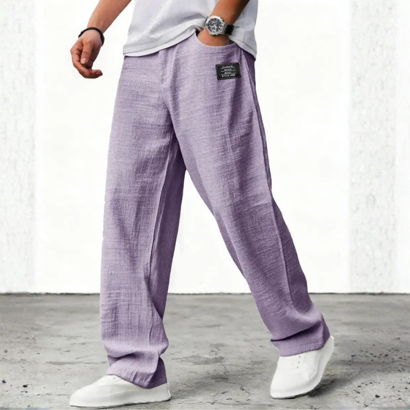 Men's Casual Wide Leg Trousers with Pockets