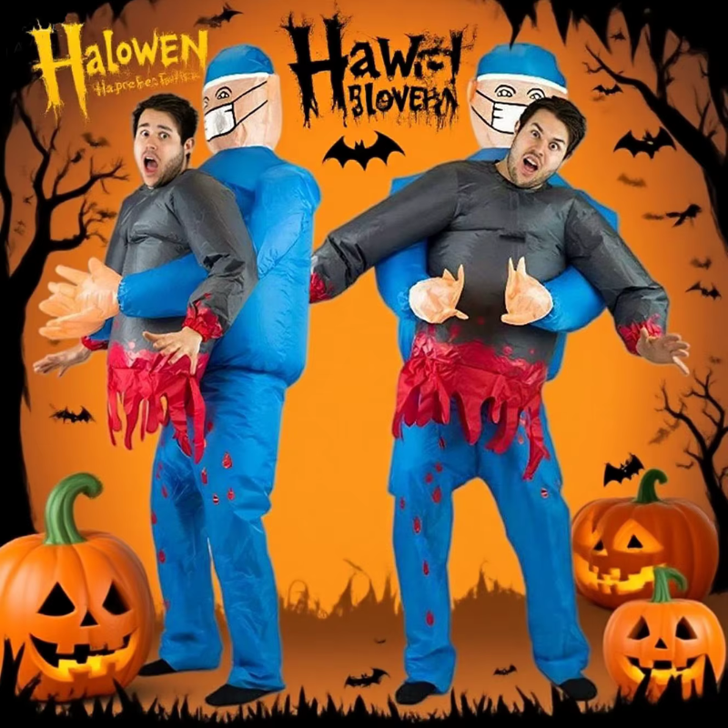 Inflatable Surgeon Halloween Costume with Ghost
