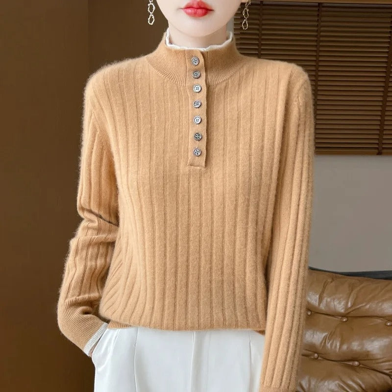 Sophia – Long Sleeve Sweater With Ribbed Hem