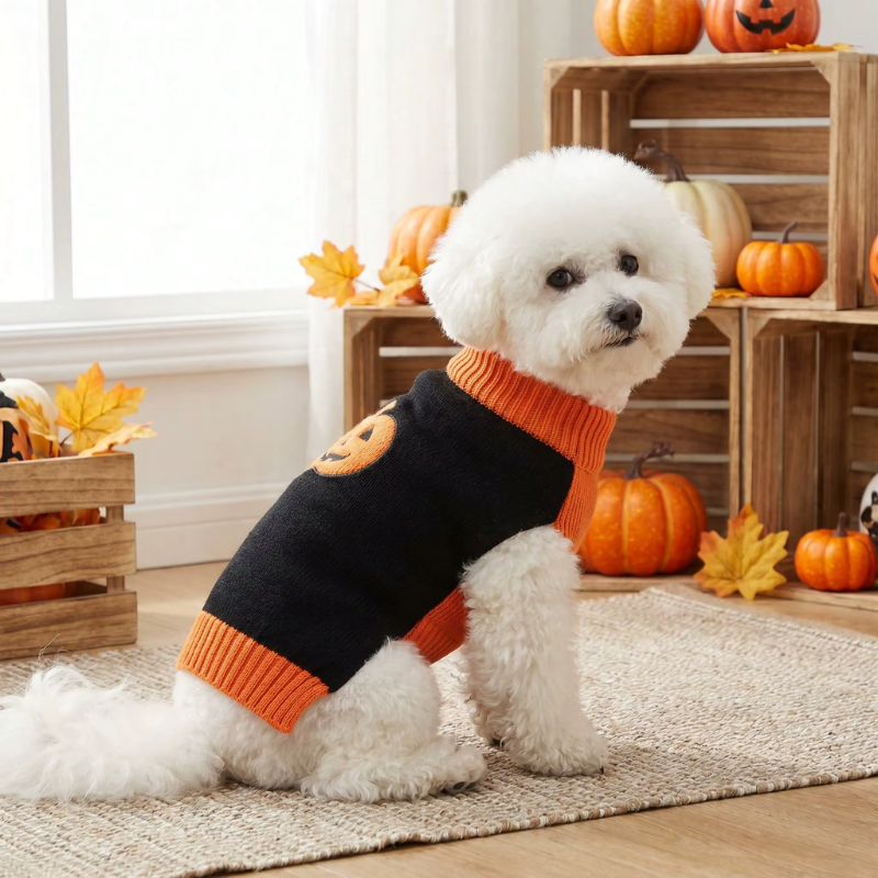 PawKnit - Spooky Pumpkin Dog Sweater