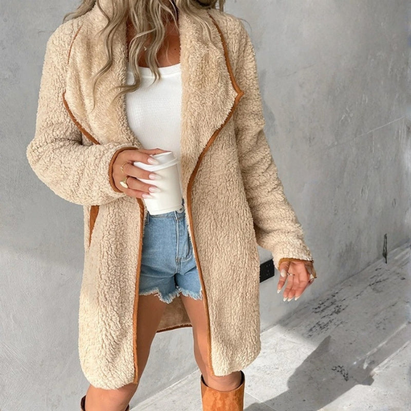 Isabella – Long Sleeve Coat with Collar Down Design