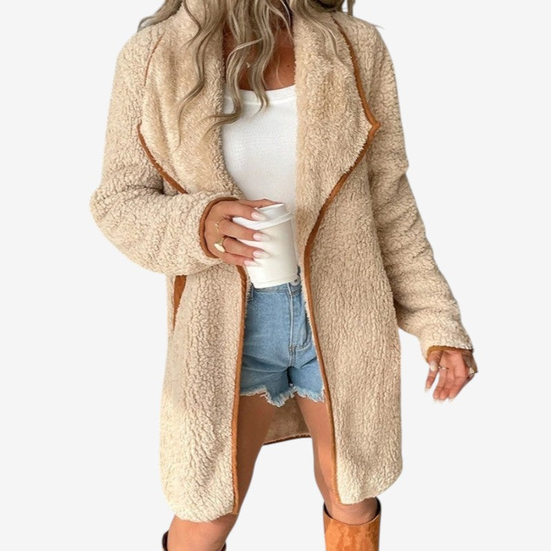 Isabella – Long Sleeve Coat with Collar Down Design