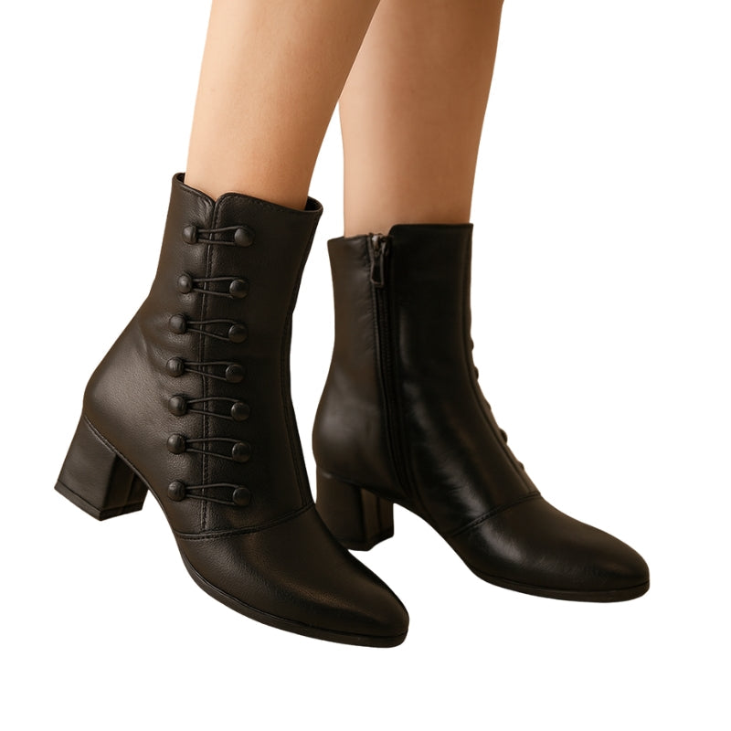 Marie – Hoge Laarzen met Puntneus en Zijrits Velani