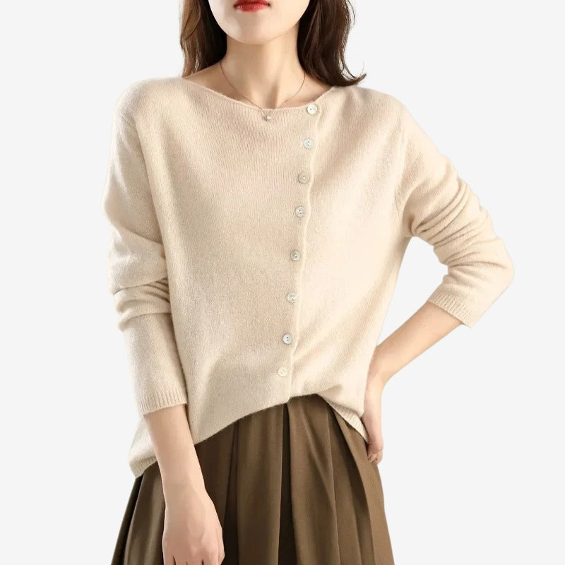 Ires – Long Sleeve Sweater with Button Closure