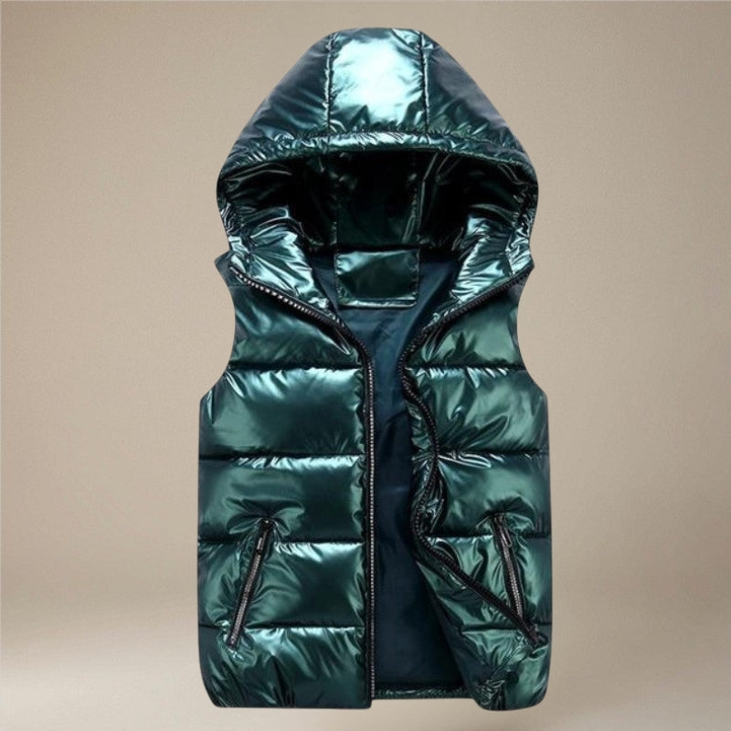 Harry - Sleeveless Padded Hooded Jacket With Zipper And Pockets