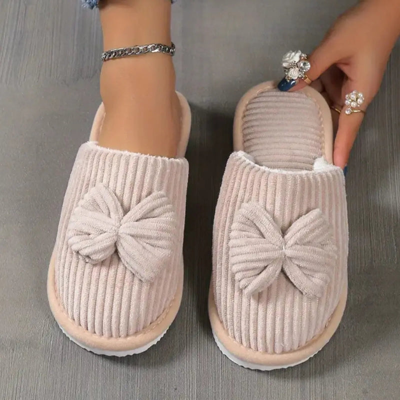 Ella – Round Toe Slippers with Bow Detail
