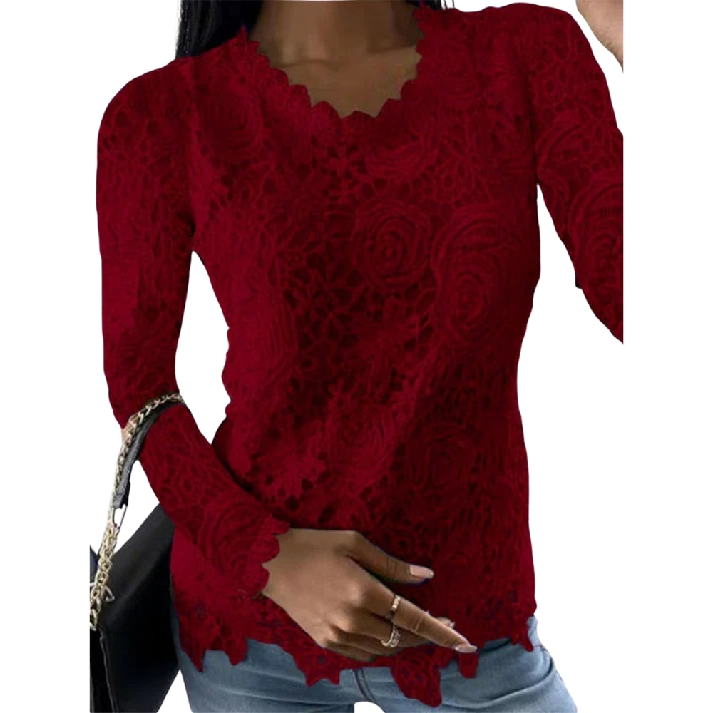 Janne – Blouse met Ronde Hals en Lange Mouwen Velani