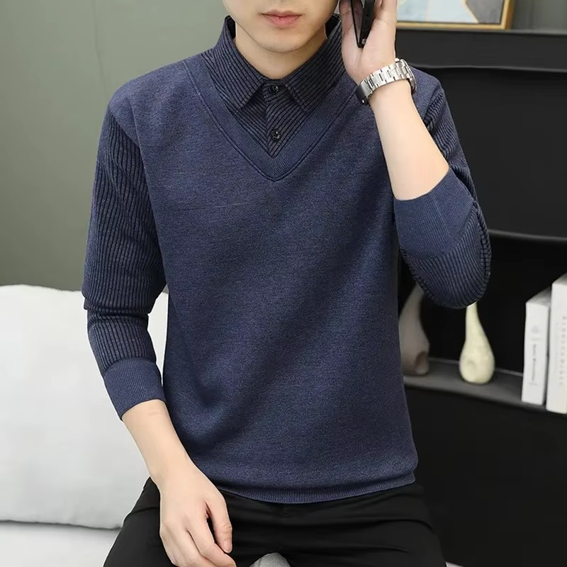 Adam – Slim fit V-hals sweatshirt met lange mouwen Velani