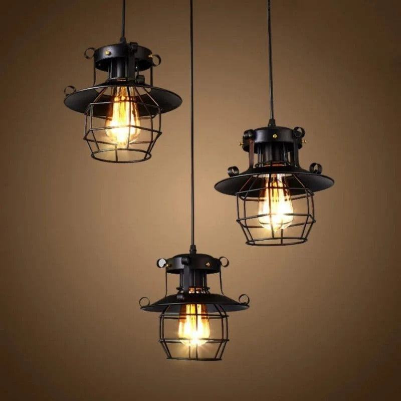 LumaGrid – LED Pendant Lamp with Cage Shade Design