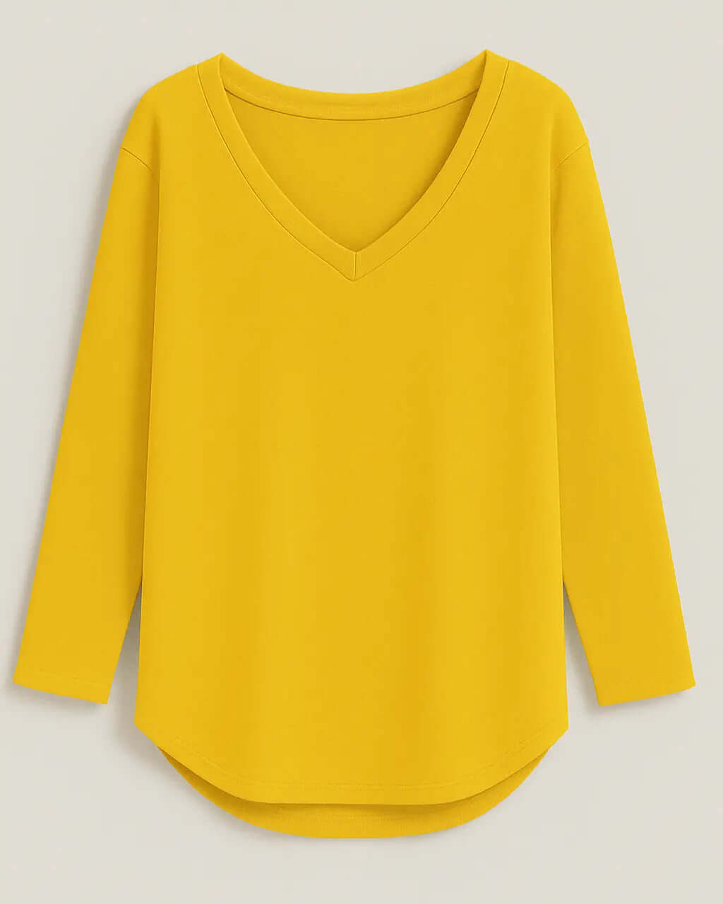 Polyester Stijlvolle Top Met Lange Mouw-Blouses & Tops-Velani-Geel-S-Velani