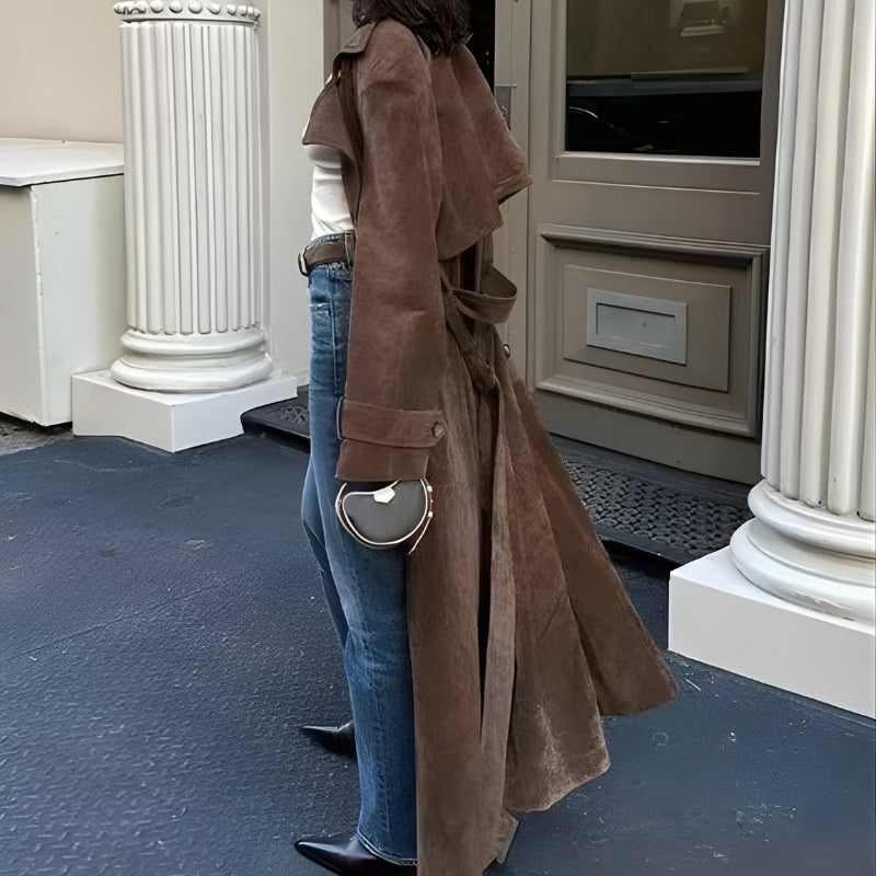 Marisa – Long Sleeve Jacket with Adjustable Belt and Down Collar