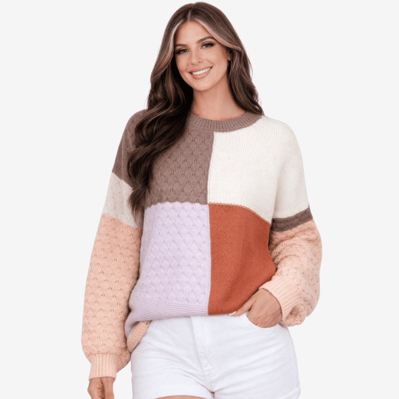 Rachel – Long Sleeve Sweater With Round Neck Design