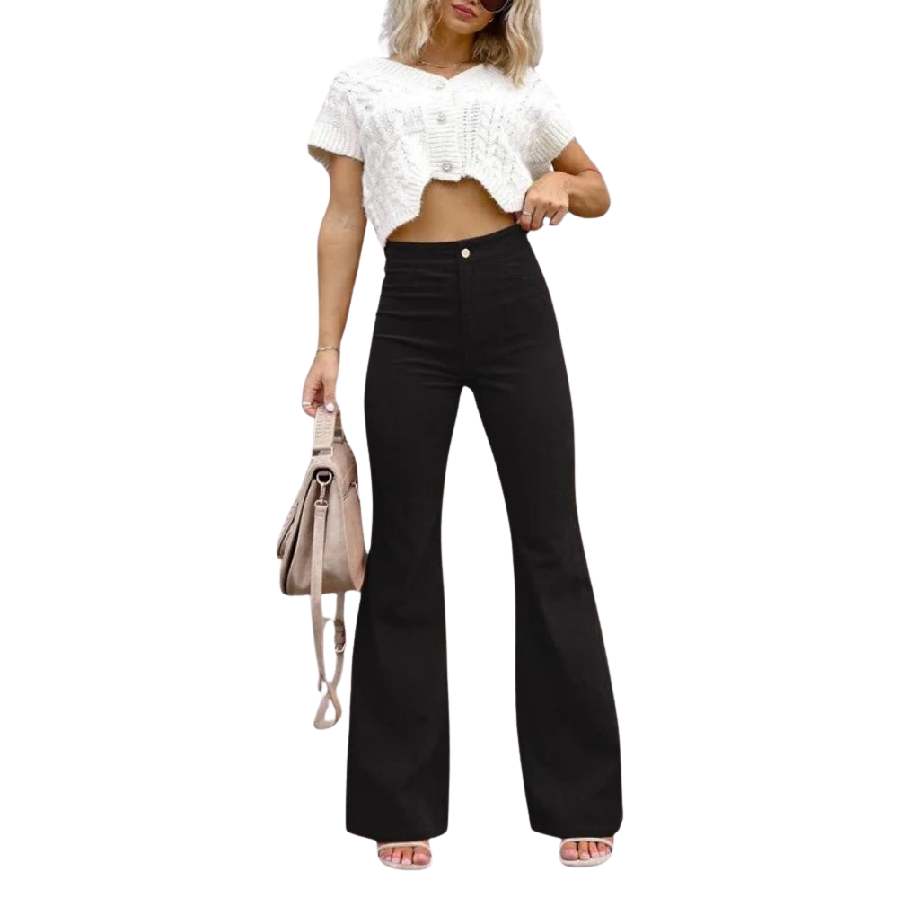 Anna – Uitlopende Broek met Knoopsluiting en Zijzak Velani