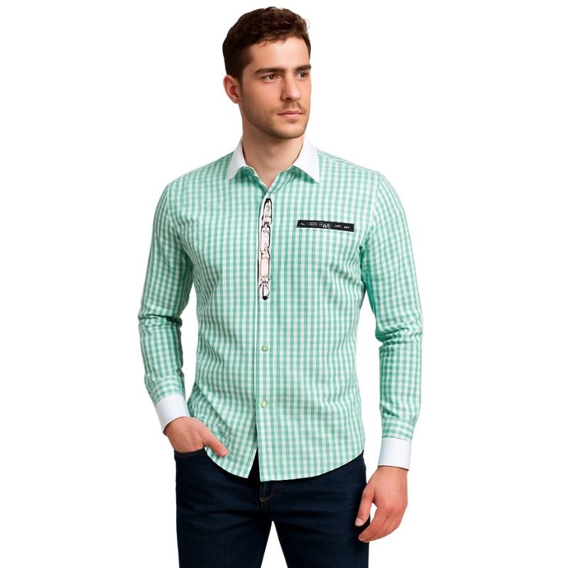 Julian – Overhemd met Lange Mouwen en Ruitpatroon met Klassieke Kraag Velani