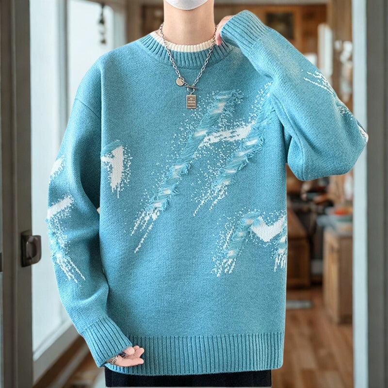 Liam – Long Sleeve Sweater with Ribbed Hem Design