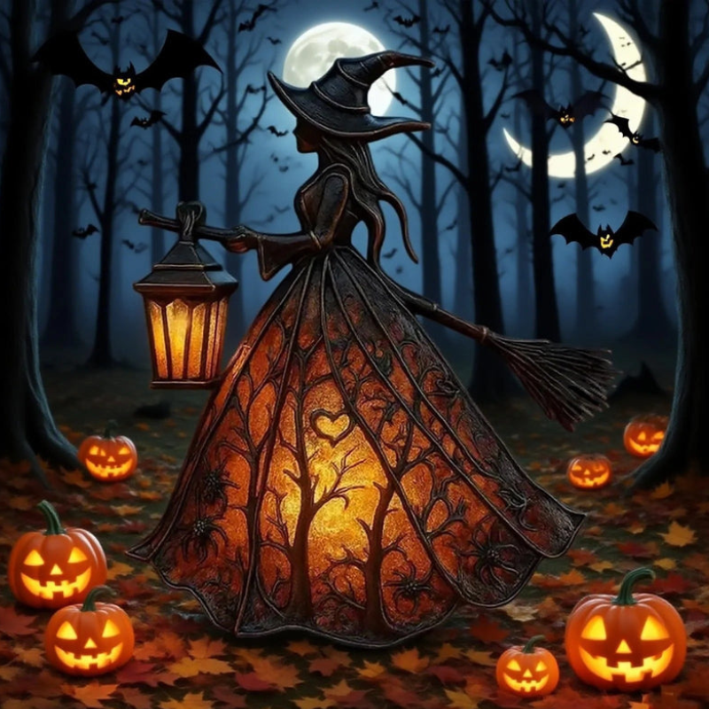 Halloween Witch Lamp with LED Lighting