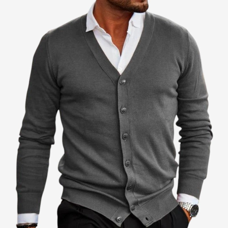 Men V-Neck Button Front Cardigan