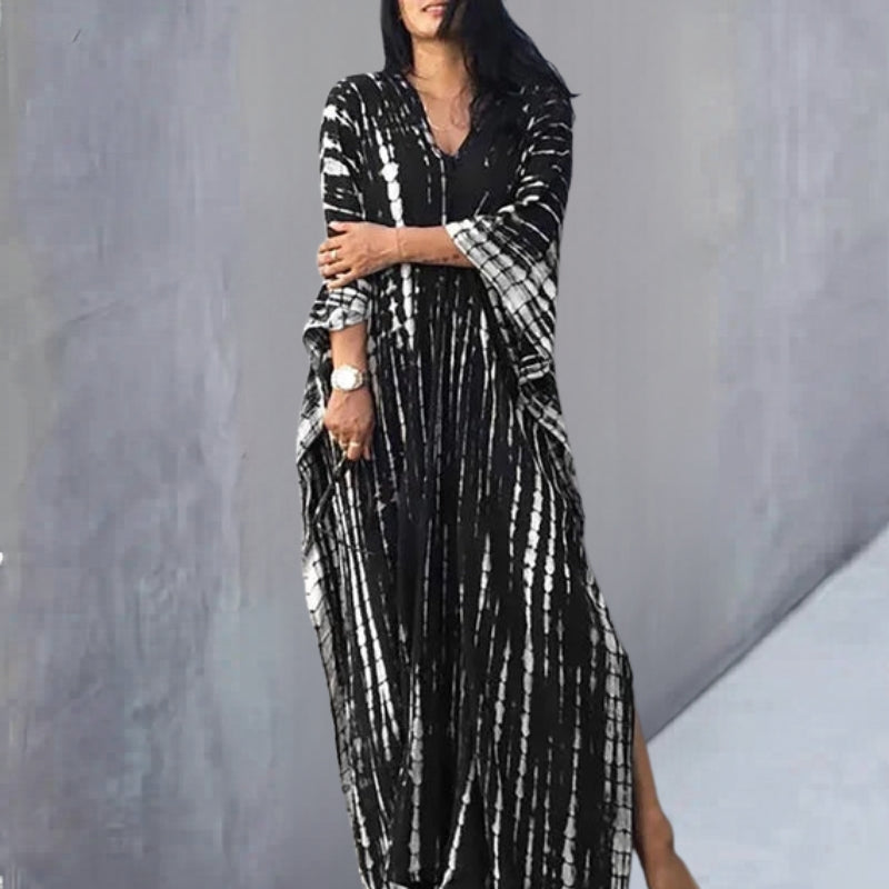 V-Neck Long Sleeve Maxi Dress
