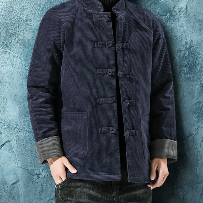 William – Gewatteerd jack met frogs en opstaande kraag Velani