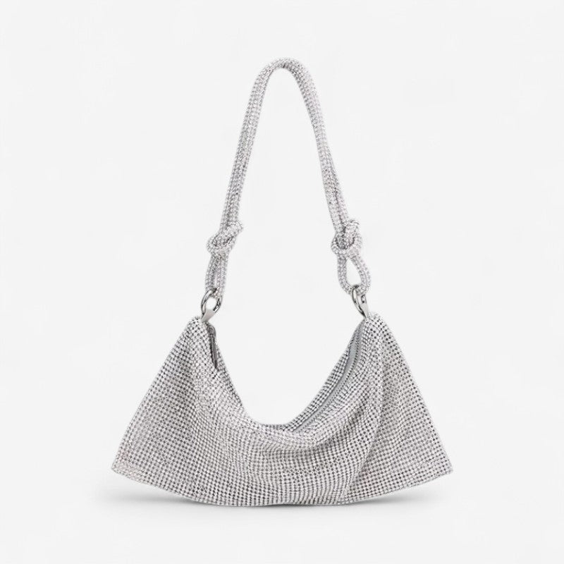 Annelie – Rhinestone Bucket Schoudertas met Verstelbare Riem Velani