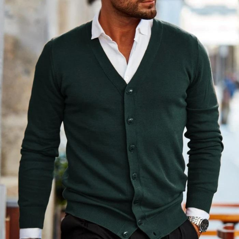 Men V-Neck Button Front Cardigan