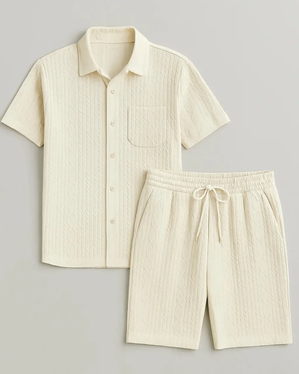 Gestructureerde tweedelige set – Laidback Layers-editie-Two Piece Set-Velani-Beige-M-Velani