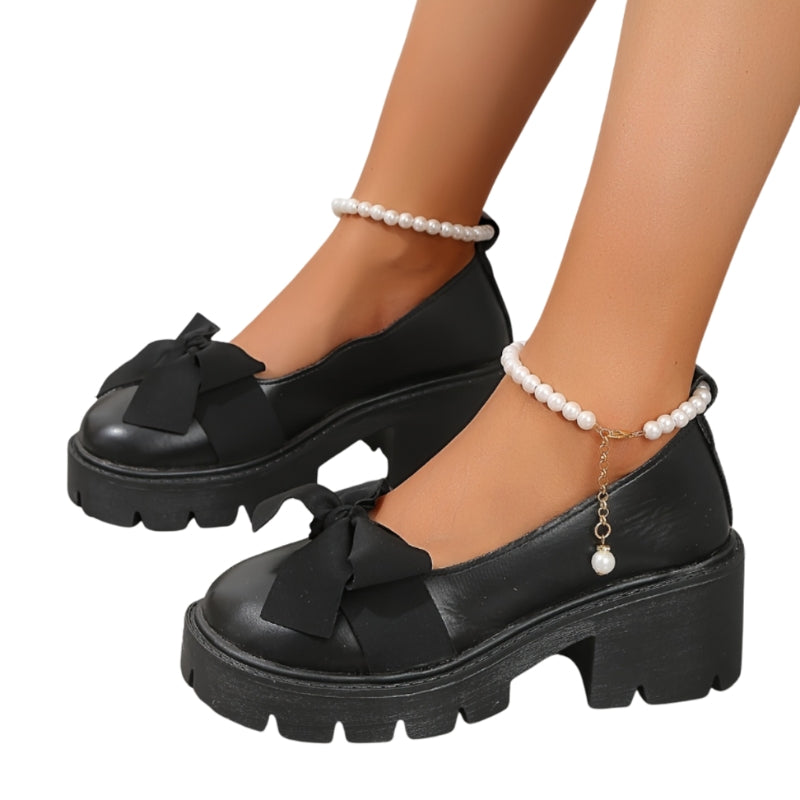 Isolde – Pumps met Strik, Dikke Zool en Ademend Design Velani