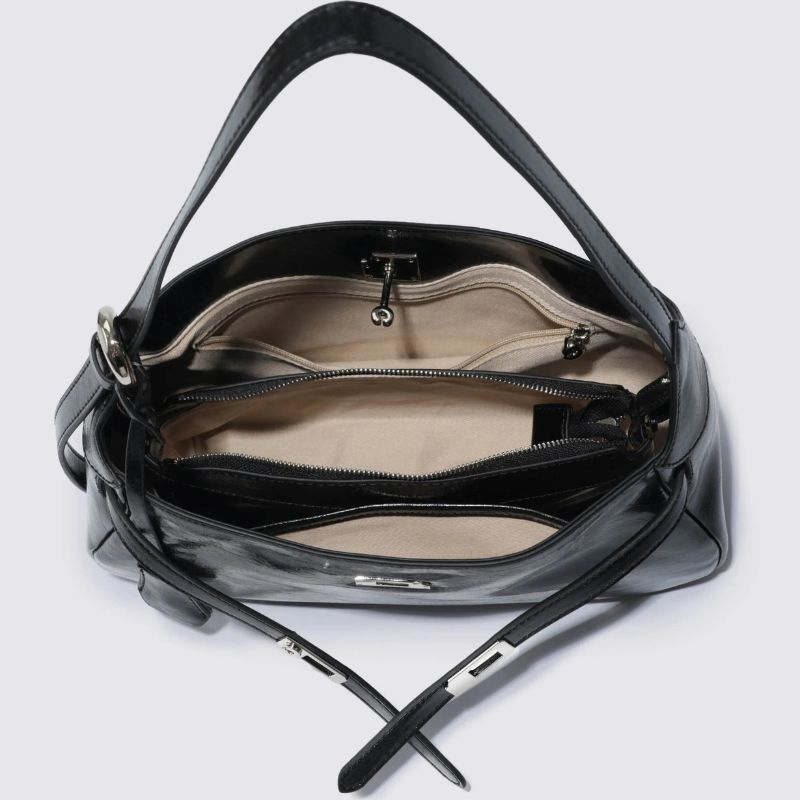 Women Structured Shoulder Bag Clasp Zipper