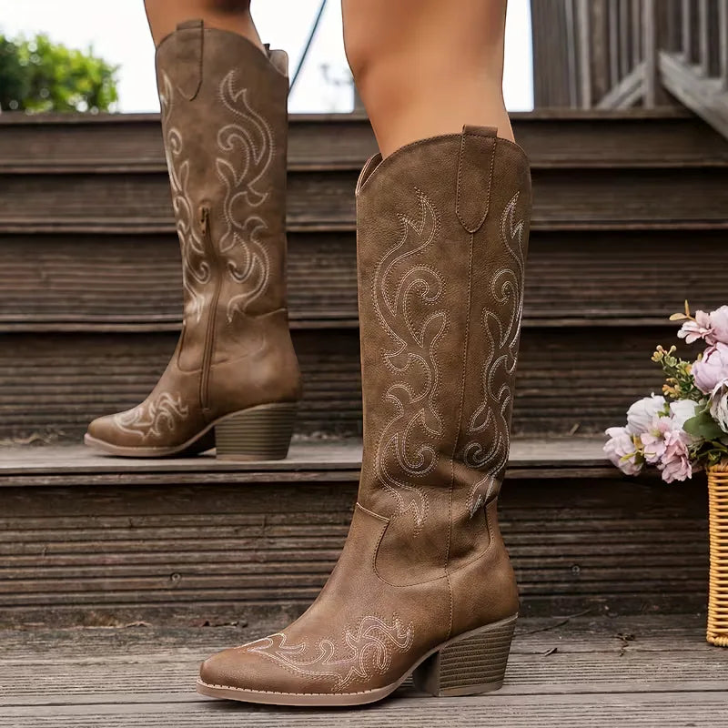 Elegant Women's Round Toe High Heel Boots