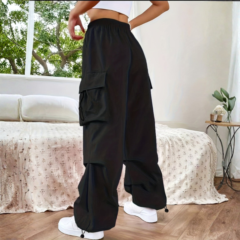 Women's Wide Leg Trousers with Drawstring Waist