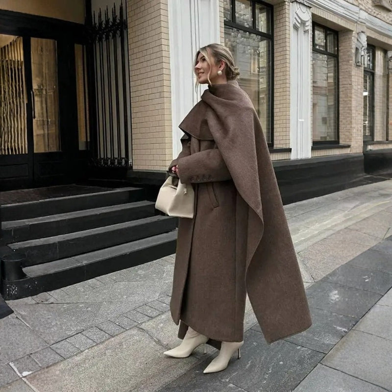 Isabella – Long Sleeve Coat with Pocket and Button Closure