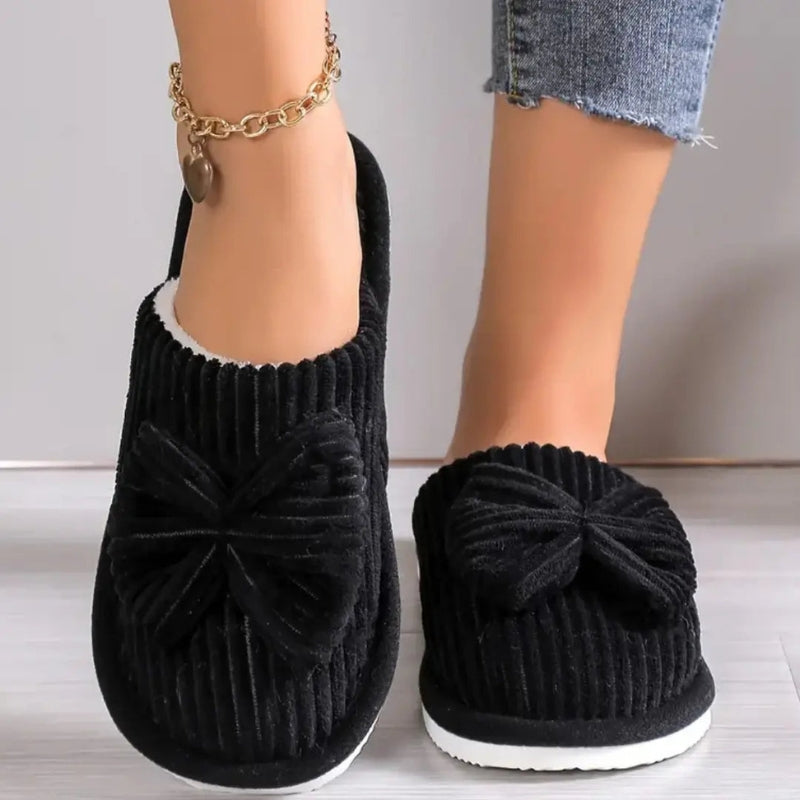 Ella – Round Toe Slippers with Bow Detail