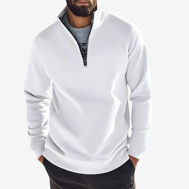 Logan – Long Sleeved Sweater with Round Neck and Zipper Design