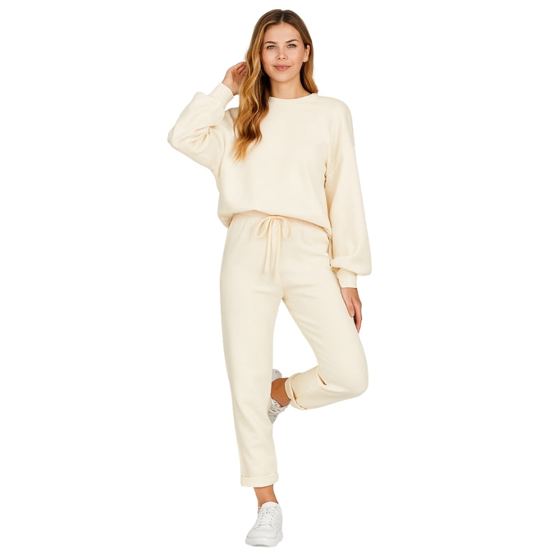 Elke – Tweedelige Set met Lange Mouwen Sweater en Broek met Trekkoord Velani