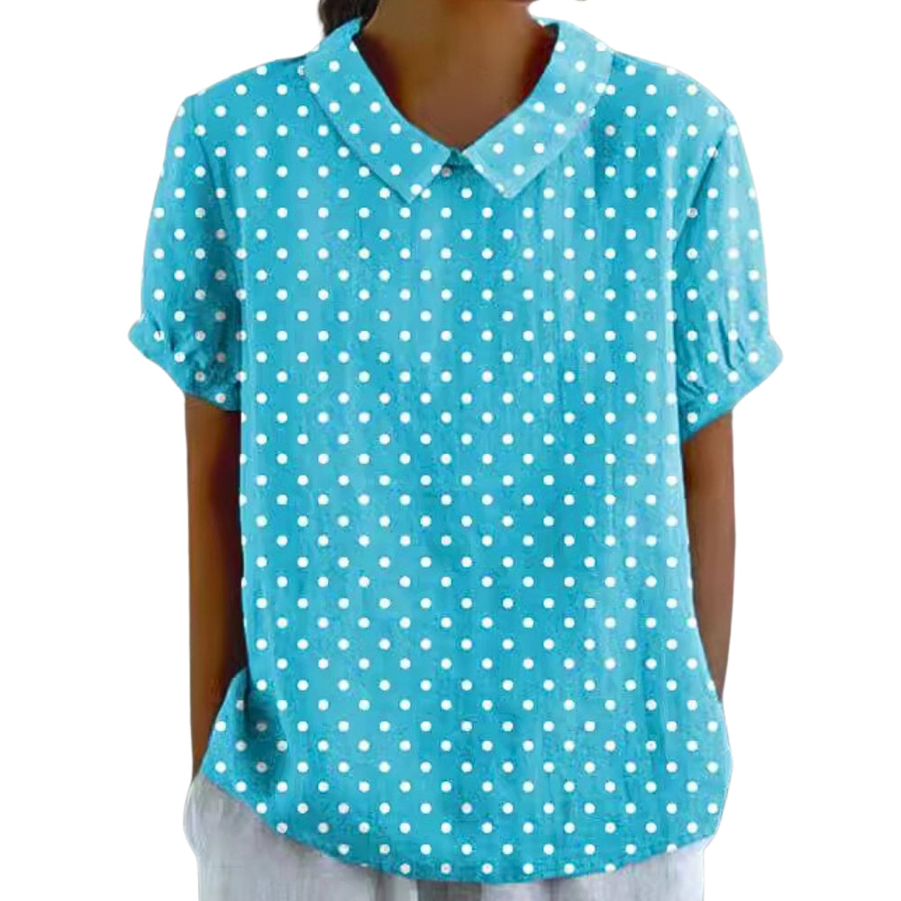 Annelies – Blouse met Print Korte Mouwen en Ronde Kraag Velani