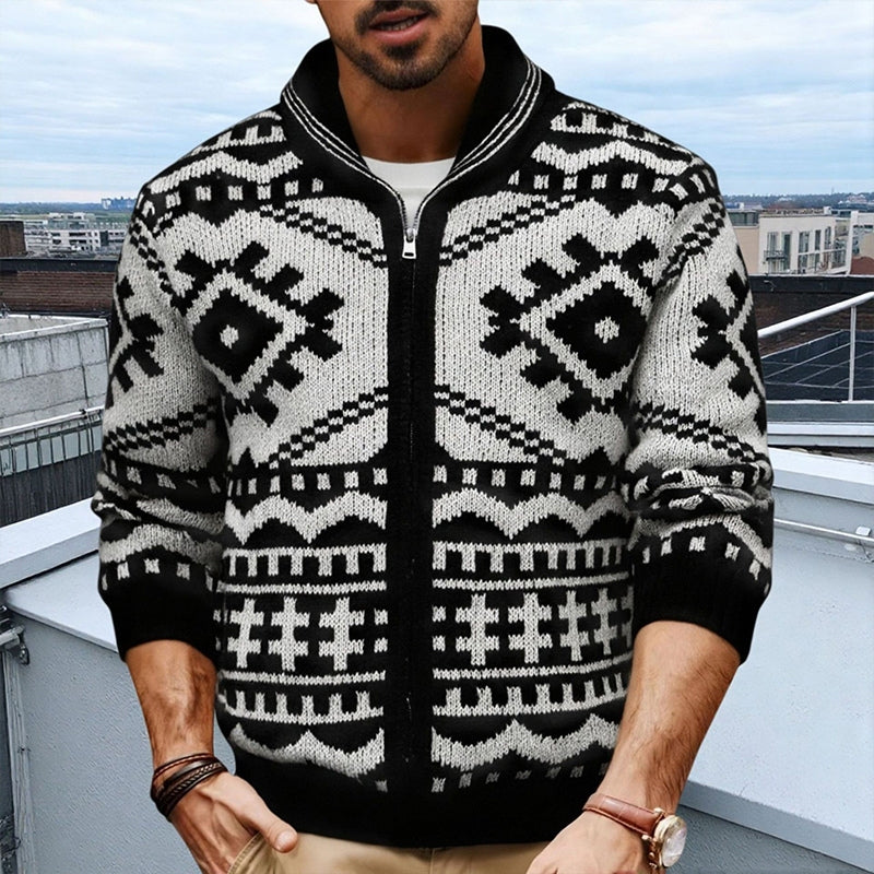 Logan – Chaqueta estampada con cierre de cremallera, cuello vuelto y mangas largas 