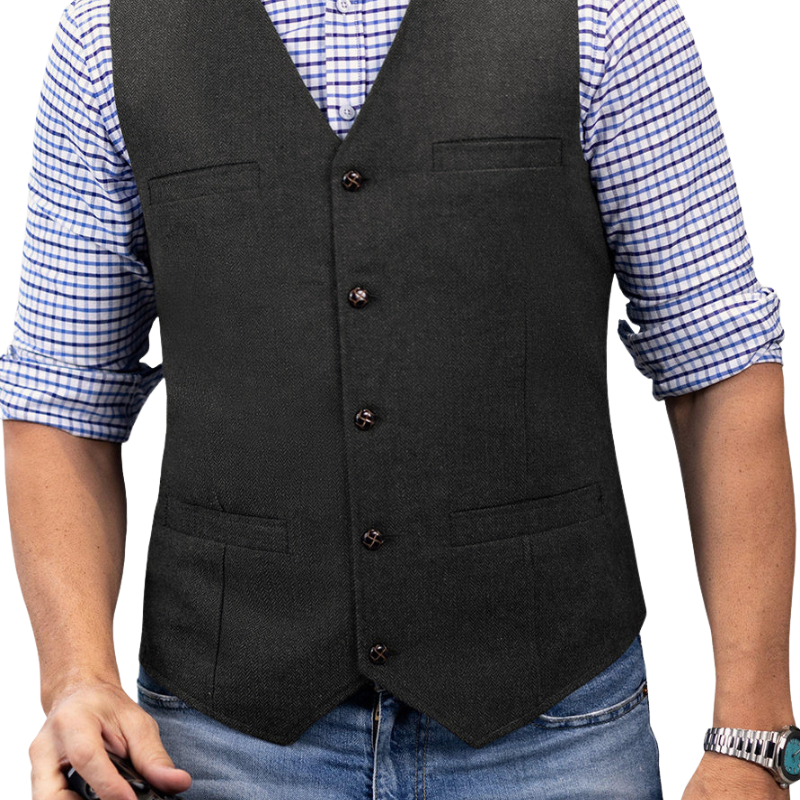 Liam – Mouwloos Slim Fit Gilet met Meerdere Zakjes en Knopen Velani