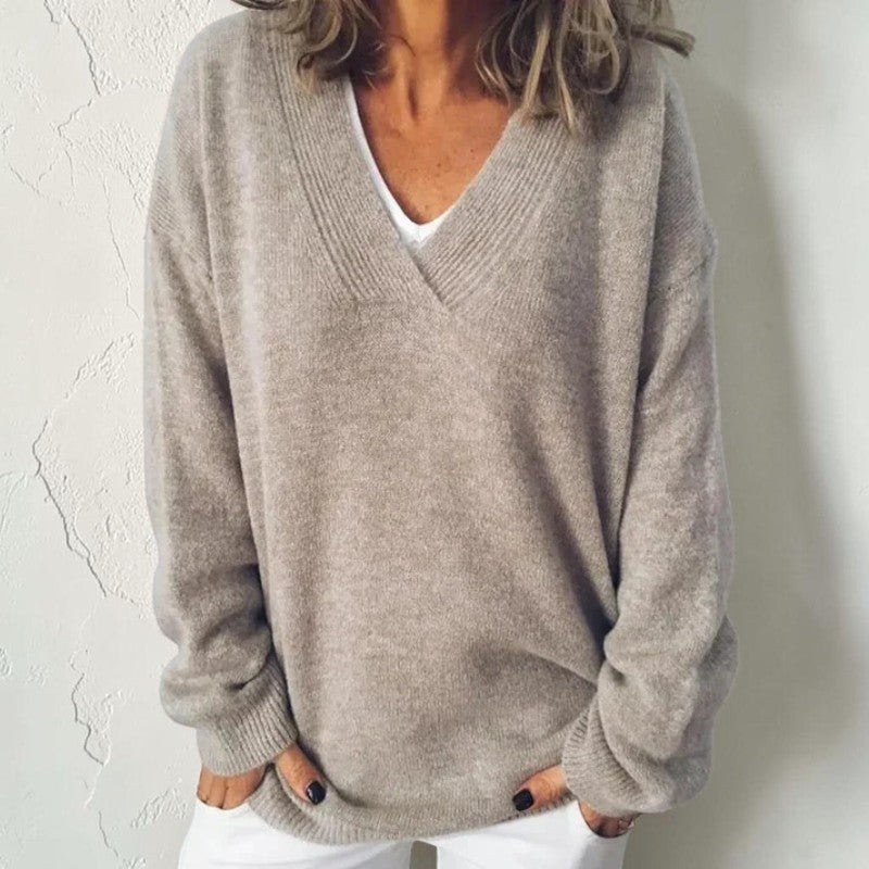 Elegant Women's V Neck Long Sleeve Sweater