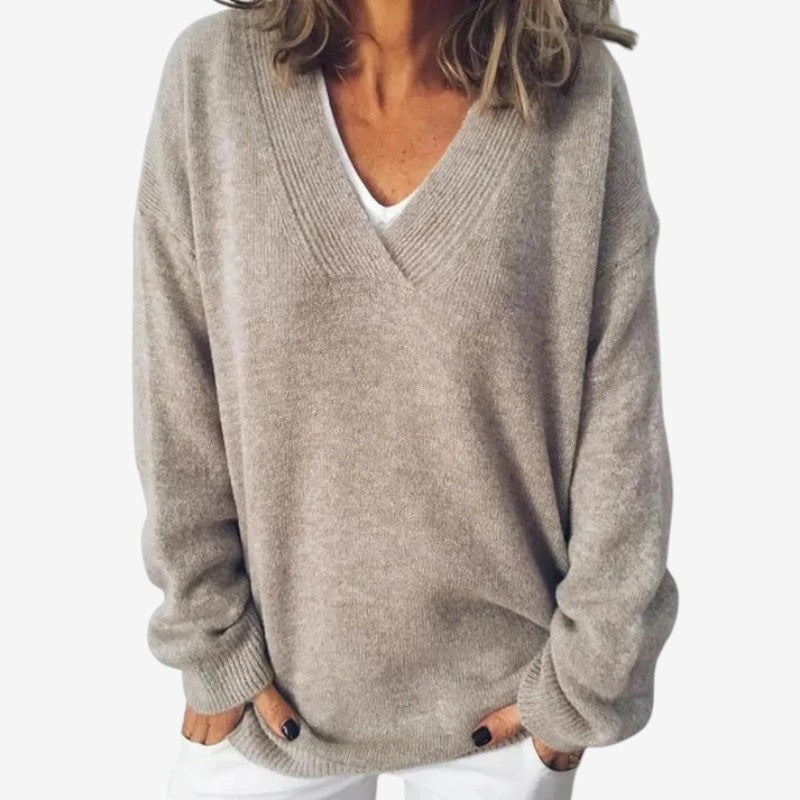 Elegant Women's V Neck Long Sleeve Sweater